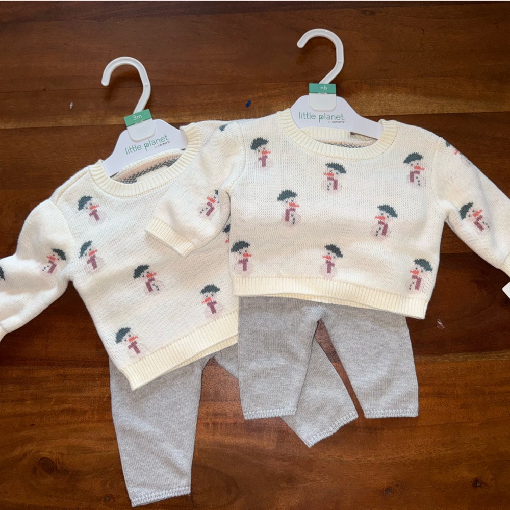 Charming Kids Sweater Set with Snowman Design